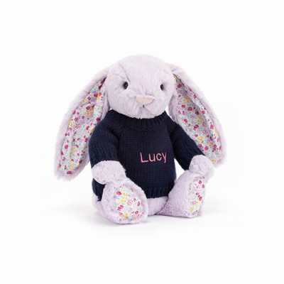 Jellycat Blossom Jasmine Bunny with Navy Jumper USA | 96134JOCA